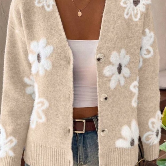 New button down floral print cardigan  sweater - Picture 4 of 6